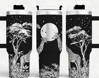 Giraffe 40oz Tumbler Wrap Laser SVG Files, Wildlife Seamless Tumbler laser Rotary Engraved files Craft Project.