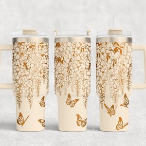 Floral Engraving Wraps for 40oz Tumbler | Climbing Flowers Laser File 6 Bundle | Elegant Vine and Butterfly Design for Laser Rotary
