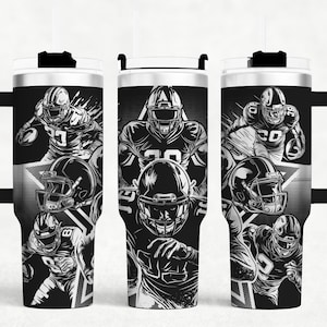 American Football Tumbler Laser SVG-Datei-Design, Fußball 40oz Tumbler Full Wrap Laser Dreh gravierte Dateien Handwerksprojekt
