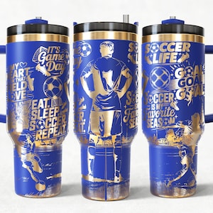 Soccer 40oz Tumbler Wrap Laser SVG Files, Football Laser engraving Quencher Tumbler laser rotary Designs.