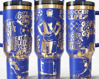 Soccer 40oz Tumbler Wrap Laser SVG Files, Football Laser engraving Quencher Tumbler laser rotary Designs.