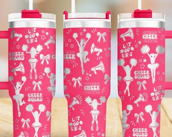 Cheer 40 oz Tumbler wrap laser SVG File Seamless Tumbler, Cheerleader Tumbler laser Rotary engraved files Craft Project.