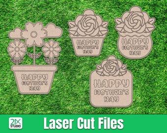 Mother's Day laser svg, Mother's day card svg paint kit laser file for glowforge, gift for mom diy svg digital file instant download.