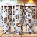 Retro Halloween  40oz Tumbler Wrap Laser, Cute Ghost Laser engraving Quencher Tumbler laser rotary SVG and PNG Files. product logo