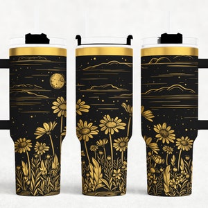 Daisy Flower 40 oz Tumbler wrap laser SVG File Seamless Tumbler Design, Daisy Floral Tumbler laser engraved files Craft Project.