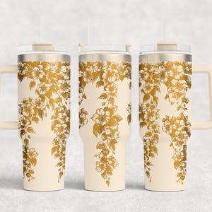 Floral Engraving Wraps for 40oz Tumbler | Climbing Flowers Laser File 6 Bundle | Elegant Vine and Butterfly Design for Laser Rotary