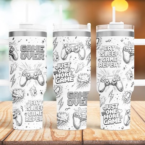 Gamer 40oz Tumbler Wrap Laser SVG-Dateien, Gamer Gaming Seamless Tumbler Laser Dreh gravierte Dateien Craft Project.