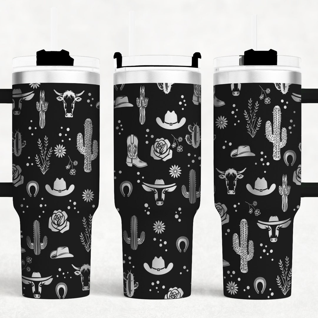 Highland Cow Western 40 Oz Tumbler Wrap Laser SVG File Seamless Tumbler ...