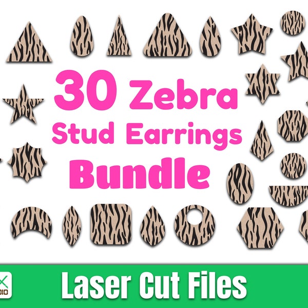 Zebra Stud Earrings svg, Wood Zebra earring glowforge files, Geometric Earrings svg template Laser cut files Digital File Instant Download.