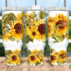 40oz Quencher Tumbler Wrap 3D Sunflower- 40 oz 3DFlower Seamless Tumbler Sublimation PNG File Designs For 40oz Tumblers