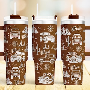 Off-roading 40 oz Tumbler wrap laser SVG File Seamless Tumbler, Travel Tumbler laser engraved files Laser Rotary Craft Project.