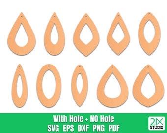 Teardrop earrings SVG, Earring SVG, leather earring SVG files for Cricut, Digital File instant download Template No.2.