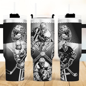 Hockey Tumbler Laser SVG-Datei Nahtlose Designs, Eishockey Full Wrap 40 Unzen Tumbler Laser Dreh gravierte Dateien Handwerksprojekt