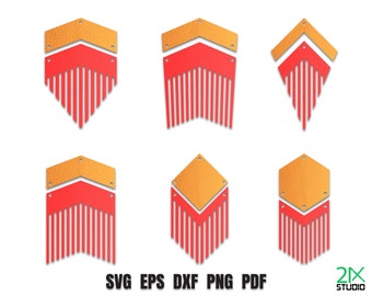 Franje oorbel SVG No.1, twee delen sjabloon chevron oorbel, kunstleer SVG-bestanden voor Cricut, digitaal bestand.