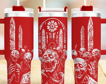 File SVG per la decorazione laser di bicchieri da 40 oz con motivo zombie di Halloween, file SVG per incisione laser rotativa di bicchieri senza cuciture per progetti artigianali di Halloween.