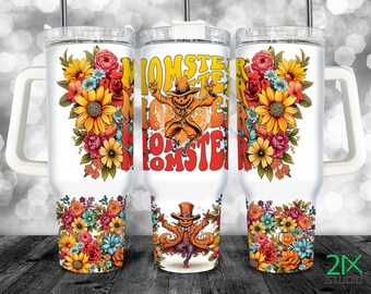 40 oz beker png Momster 40 oz blusbeker met handvat Halloween pompoen sublimatie digitaal bestand, png