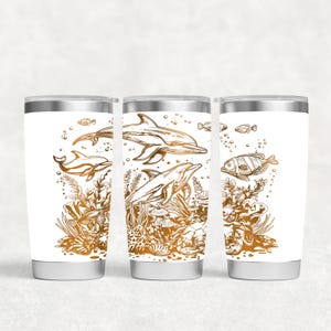 Delphin 20 Unzen und 30 Unzen Tumbler Wrap Laser SVG-Dateien, Delfin Ocean Tumbler Laser Dreh gravierte Dateien Handwerksprojekt.