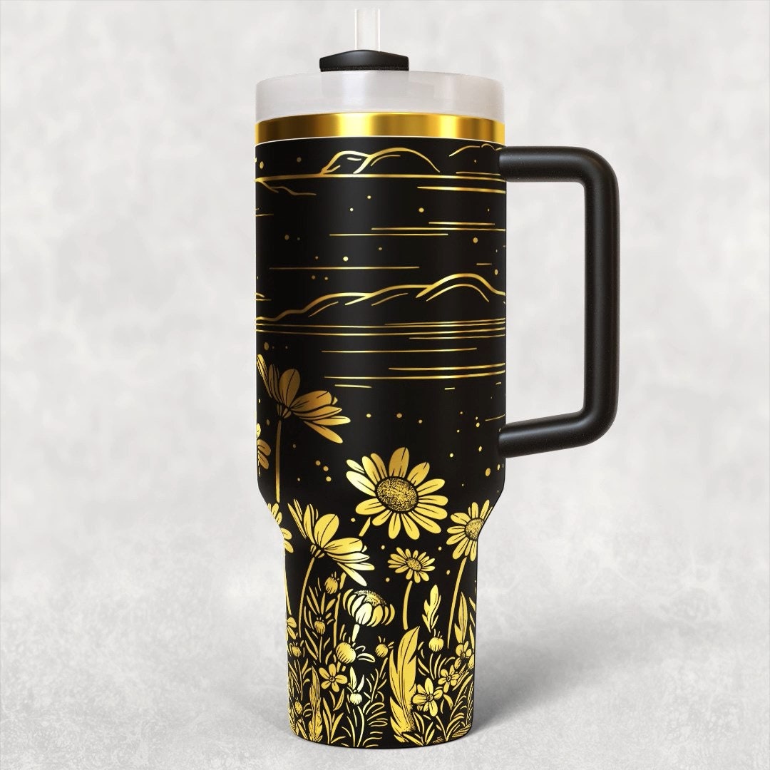 Daisy Flower 40 Oz Tumbler Wrap Laser SVG File Seamless Tumbler Design ...