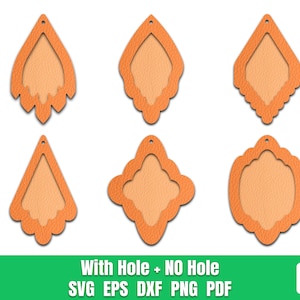 Boucles d'oreilles bohèmes SVG, boucles d'oreilles empilées, modèle de boucle d'oreille, boucle d'oreille en deux parties, boucles d'oreilles maroc fichiers SVG faux cuir SVG pour Cricut.