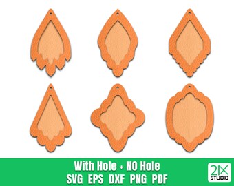 Bohemian Earrings SVG, Stacked Earrings, Earring template, Two parts earring, Morocco Earrings SVG faux leather SVG files for Cricut.