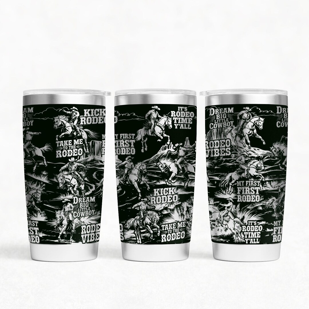 Rodeo 20oz & 30oz Tumbler Wrap Laser SVG Files, Cowboy Western Seamless ...