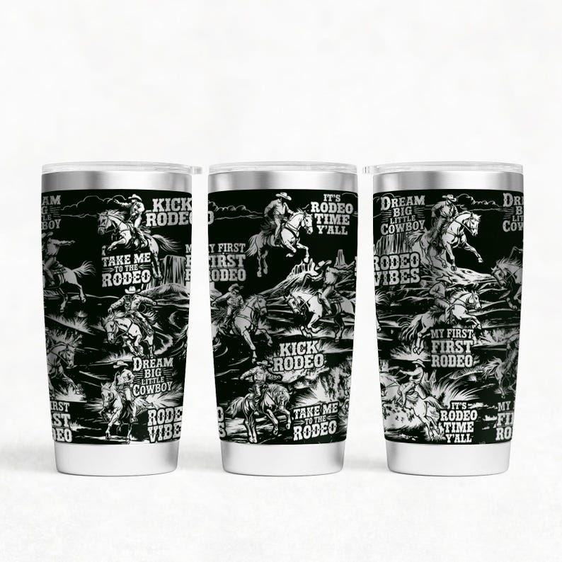 Rodeo 20oz & 30oz Tumbler Wrap Laser SVG Files, Cowboy Western Seamless ...
