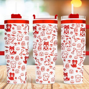 Dog 40 oz Tumbler wrap laser SVG File Seamless Tumbler, Dog lover Tumbler laser Rotary engraved files Craft Project.