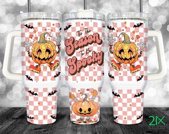 40 oz Tumbler png Tis' The Season To Be Spooky 40oz Quencher Tumbler with Handle Halloween skeleton Sublimation Digital File PNG