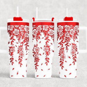 Floral Engraving Wraps for 40oz Tumbler | Climbing Flowers Laser File 6 Bundle | Elegant Vine and Butterfly Design for Laser Rotary