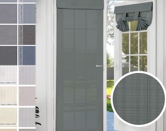 Cortinas de lino gris para puerta de entrada, adhesivas, fáciles de instalar, cortinas para puertas francesas, cortinas para puertas y ventanas laterales, cortinas para vehículos recreativos, cortinas de lino para puerta de entrada