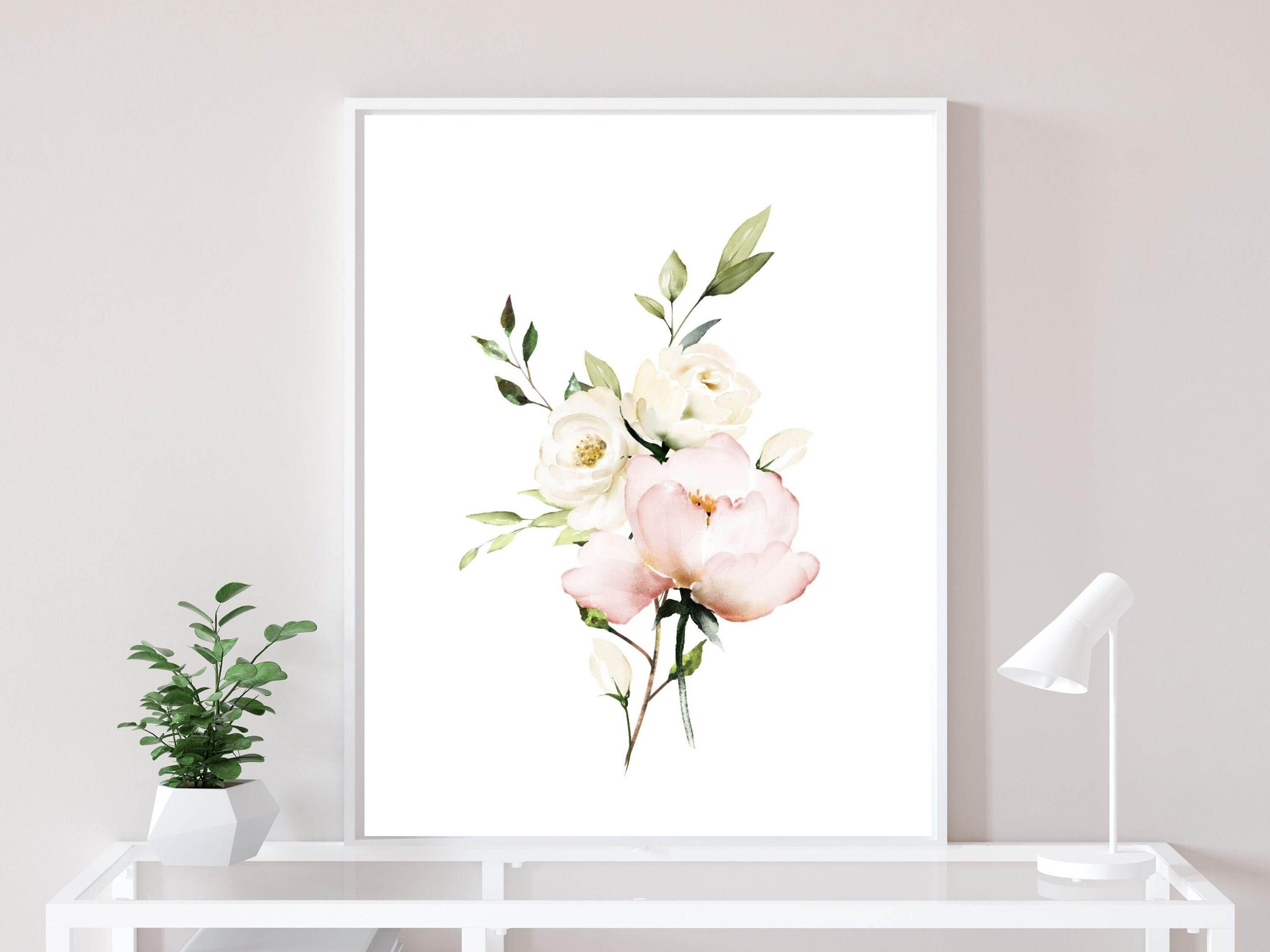 Set of 2 Floral Wall Art, Living Room Wall Decor, Digital Download