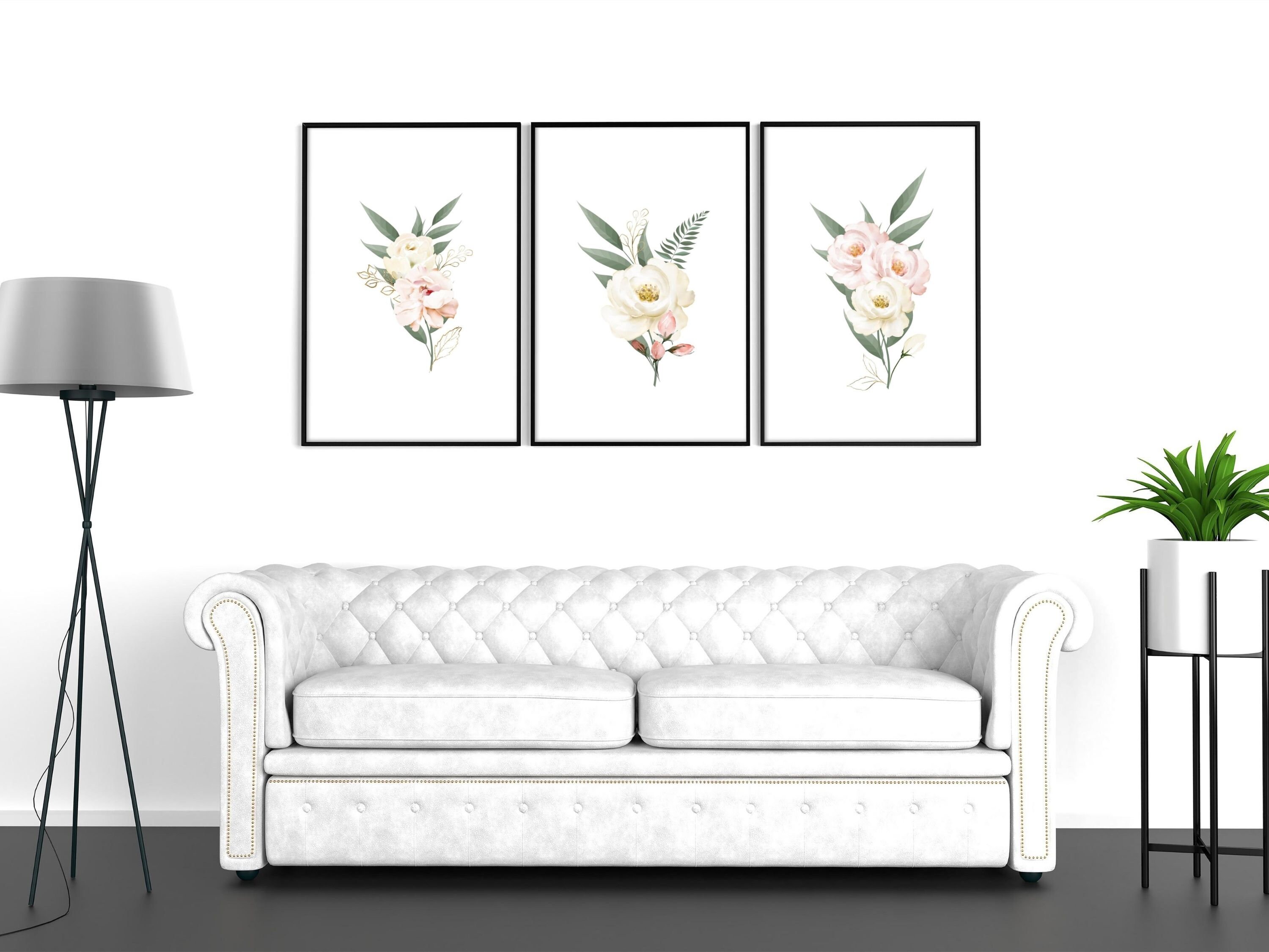 Set of 6 Floral Wall Art, Living Room Wall Decor, Digital Download ...