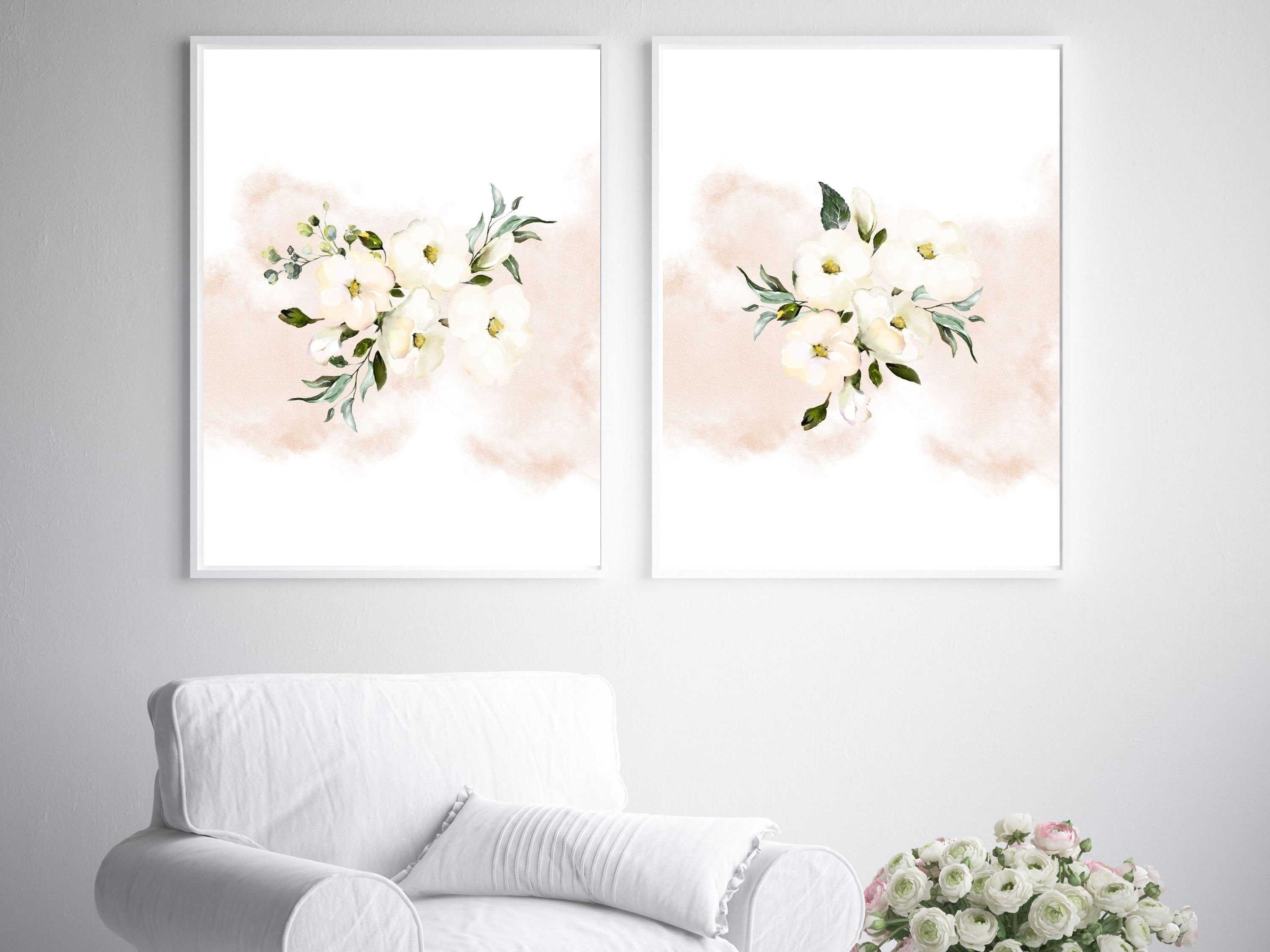 Set of 2 Floral wall art living room wall decor digital Etsy España