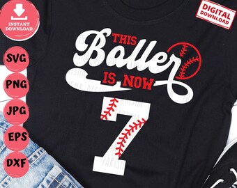 This Baller is Now 7 Baseball Svg, This Baller is Now 7 Svg, Baseball Birthday Svg, Seventh Baseball Boy Party, 7th Baseball Birthday Svg