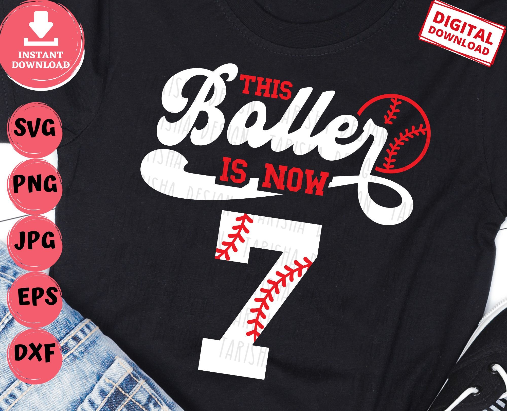 Kid 7th Birthday Baseball Boy 7 Years Old Player Shirt