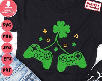 Gamer St Patrick Shamrock Svg, Video Game St Patrick Svg, Boys St Patrick Shirt Svg, Game Controller St Patrick Svg, St Patrick Gamer Svg