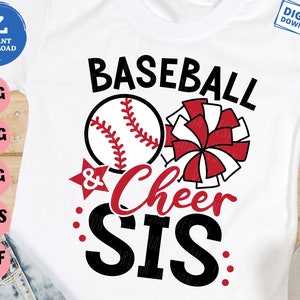 Baseball and Cheer Sis Svg, Baseball Season Svg, Baseball Sister Shirt Svg, Baseball Cheer Sister of Both, Baseball Cheerleader Pom Pom Svg