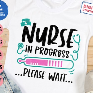 Nurse In Progress Please Wait Svg, Nursing School Svg, Nursing Student Svg, Nurse in Training Svg, Nurse Stethoscope Svg
