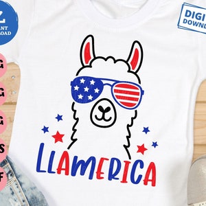 Llamerica Svg, Llama with USA Flag Sunglasses Svg, Funny 4th of July Llama Svg, Funny Independence Day Llama Svg, Llama Memorial Day Svg