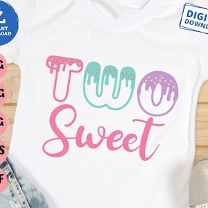 Two Sweet Svg, Girl 2nd birthday svg, Baby Girl Birthday Donut svg, Second Birthday Shirt Svg, Two Sweet Shirt Svg