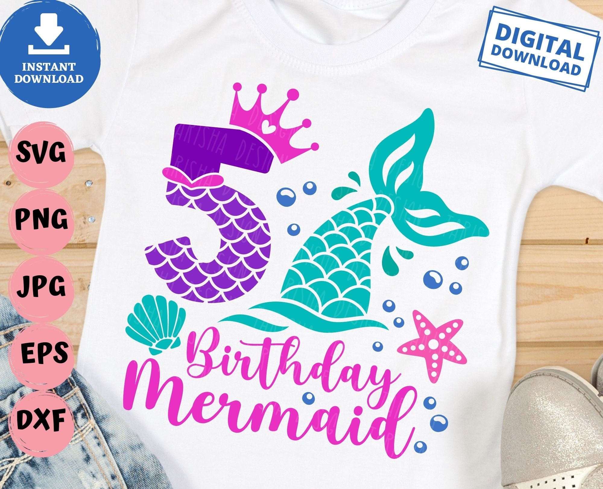 5th Birthday Girl Of Mermaid T-Shirt 5 Years Old Mermaid 5th Birthday Girl Of Mermaid T-Shirt 5 Years Old Mermaid
