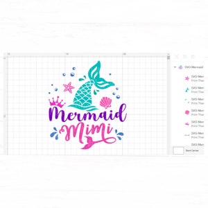 Mermaid Mimi Svg, Kids Birthday Mermaid Svg, Mermaid Lover Svg, Mermaid Matching Family Svg, Girl Mermaid with Mermaid Tail Svg image 3