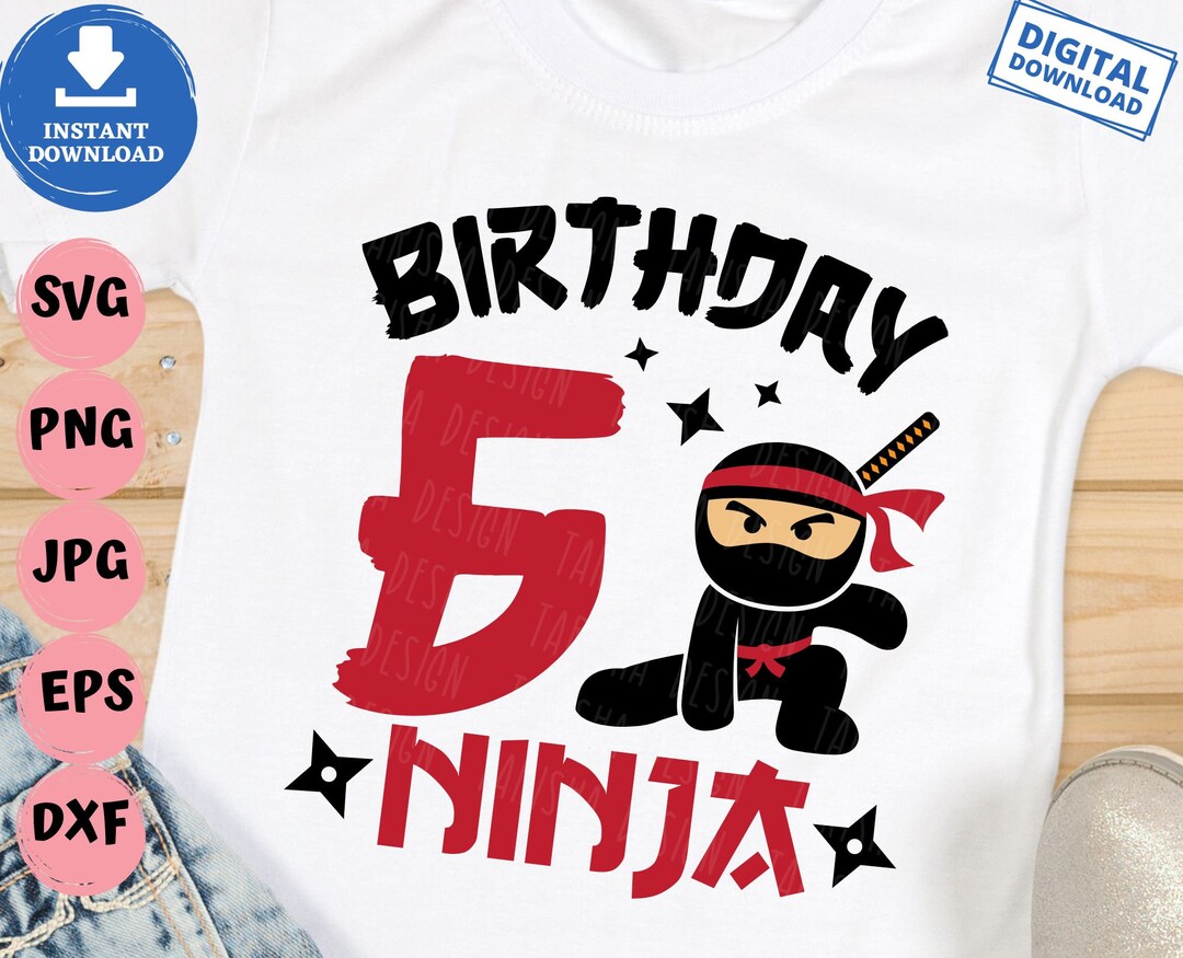 6 Ninja Birthday Svg, 6th Ninja Boys Svg, Ninja Birthday Party Svg
