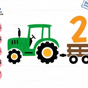 2nd Birthday Tractor Svg, Second Birthday Tractor Svg, I&#39;m Two Tractor Svg, Boy 2nd Birthday Svg, Boys Birthday Shirt Svg