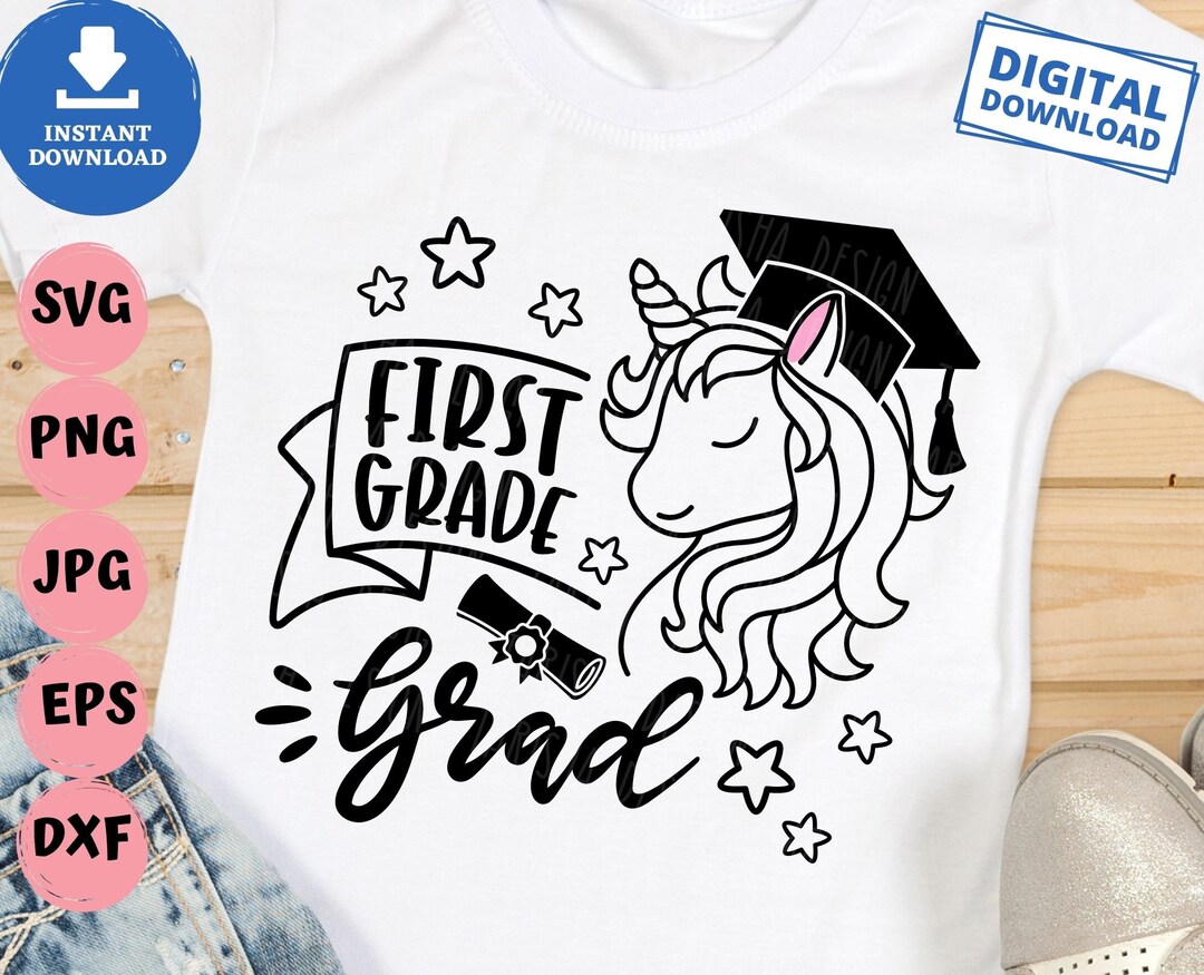 First Grade Grad Unicorn Svg, Graduate Unicorn Svg, First Grade ...