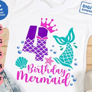 4e verjaardag zeemeermin Svg, 4 jaar oude verjaardag zeemeermin Svg, zeemeermin meisje verjaardag Svg, 4 zeemeermin verjaardag meisje Svg, zeemeermin meisje Svg