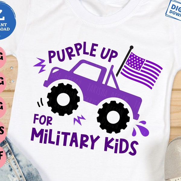 Purple Up For Military Kids Monster Truck Svg, Military Children Month Svg, Monster Truck Boy Svg, Military Kid Monster Truck Svg