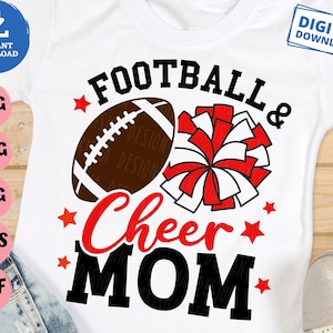 Football and Cheer Mom Svg, Football Season Svg, Football Mama Shirt Svg, Football Cheer Mom of Both Svg, Football Cheerleader Pom Pom Svg