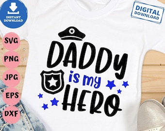 Daddy Is My Hero Svg, Daddy Police Officer Svg, Daddy Is My Hero Police Badge Svg, Police Father's Day Svg