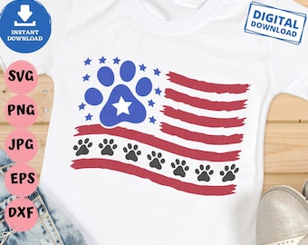 American Flag Paw Print Svg, Paw American Flag Svg, 4th of July Dog Mom Svg, USA Paw Flag Svg, Paw Print American Flag Svg